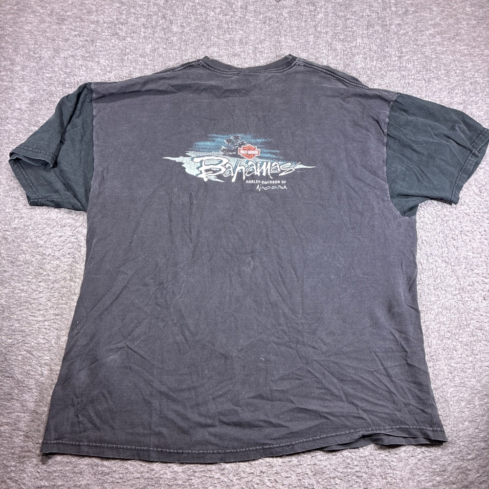 Vintage Harley-Davidson T-Shirt Nassau Bahamas Mens 2XL Black 2000 Y2K